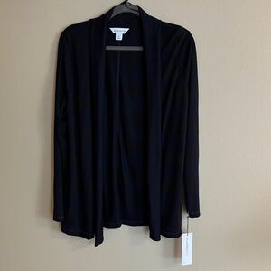NWT Liz Claiborne Elegant Black and Blue Open-Front Cardigan